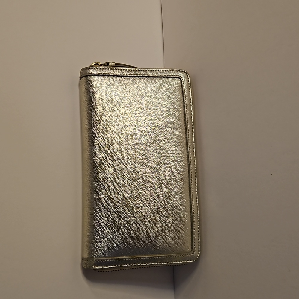 Gold Halogen zip around wallet